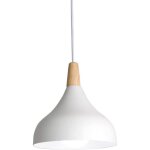 Suspension luminaire vintage m�tal lustre industriel lampes e27 corde ajustable abat - jour bois aluminium ...
