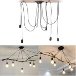 Suspension lustre araigne 5 tte lampe de plafond diy luminaire corde 150cm ajustable - yote