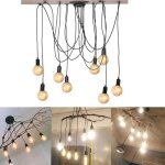 Suspension lustre araignée 8 tête lampe de plafond diy luminaire corde 150cm ajustable - yote Suspension lustre araignée 8 tête lampe de plafond diy luminaire corde 150cm ajustable - yote