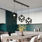 Suspension lustre industriel moderne carr en mtal simple plafond abat - jour clairage noir 3 ttes ...