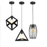 Suspension vintage e27 lampe de plafond - wottes - uni 3pcs - noir - fer forg� - 40w - campagne