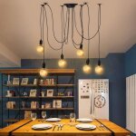 Suspension vintage r�glable - zaku lampe suspendue luminaire industriel - lustre noir 6 t�tes - 6 supports ...
