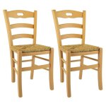 Suzy - lot de 2 chaises naturelles et assises en paille