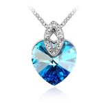 Swarovski elements bleu collier pendentif en forme de coeur