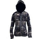 Sweat � capuche femme tiedye en coton et doubl� polaire noir style boho avec broderies et d�coupes razor ...