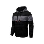 Sweat � capuche homme noir xl texture gaufr�e � manches longues coupe casual sport en tissu respirant ...