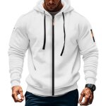 Sweat � capuche homme zipp�sweat - shirt en polaire automne hiver avec poches zipp�es - taille eu - blanc ...