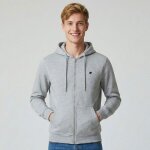 Sweat capuche zipp� coton avec logo brod� homme american college