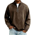 Sweat hommetailles grandes l � 6xl sweat sans capuche homme � demi - zip col montant - marronsweat - ...