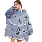 Sweat plaid - pull plaid polaire - couleur bleu gris - taille unique - doux et chaud