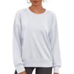 Sweat - shirt oversize femme blanc - pull court ample � manches longues et col rond - style streetwear ...