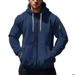 Sweat zipp� � capuche hommehoodie homme hiver en polaire avec poches multiple - taille eu - bleu fonc� ...
