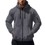 Sweat zipp� � capuche hommehoodie homme hiver en polaire avec poches multiple - taille eu - gris fonc� ...
