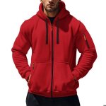 Sweat zipp� � capuche hommehoodie homme hiver en polaire avec poches multiple - taille eu - rouge