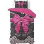 Parure de lit coton romantique - sweet dreams - lit 1 place - rose et gris