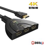 Switch hdmi 4k 3 entr�e vers 1 sorties commutateur hdmi hub supporte pc ps5 dvd