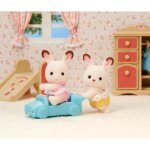 Sylvanian families - epoch - les jumeaux lapin chocolat - marron - enfant - avec locomotive