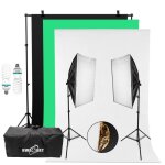 Systme de support de fond 3m x 2m avec toile de fond kit dclairage de softbox de 150w 5500k pour photographi ...