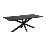 Table de salle à manger loft ? 10 personnes noir effet bois et pieds métal Table de salle à manger loft ? 10 personnes noir effet bois et pieds métal