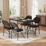 Table pour 4 � 6 personnes 120x51x71 cm table de camping pliante plateau en similicuir pour int�rieure ...