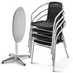 Table et 4 fauteuils de jardin en aluminium noir - oviala