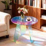 Table d? appoint en acrylique - table d? appoint moderne pour salon chambre h�tel balcon - 46x46x44. ...