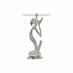 Table dappoint en aluminium transparent et verre argenté (46 x 46 x 72 cm) - blanc - verre Table dappoint en aluminium transparent et verre argenté (46 x 46 x 72 cm) - blanc - verre