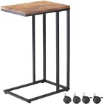 Table dappoint bout de canap� avec roulettes cadre en m�tal noir desserte de lit support ordinateur portable ...