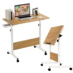 Table dappoint bureau mobile rglable en hauteur 64 - 89cm bureau pliante 4 roulante verrouillable pour ...