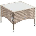 Table d?appoint en polyrotin crème table basse 58x58x42cm avec plaque en verre petite table de jardin ... Table d?appoint en polyrotin crème table basse 58x58x42cm avec plaque en verre petite table de jardin ...