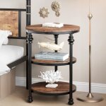 Table dappoint ronde à 3 niveaux table de nuit de salon avec étagère de rangement en bois industriel ... Table dappoint ronde à 3 niveaux table de nuit de salon avec étagère de rangement en bois industriel ...