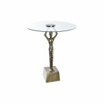 Table dappoint en verre doré et aluminium - homme (46 x 46 x 57 cm) Table dappoint en verre doré et aluminium - homme (46 x 46 x 57 cm)