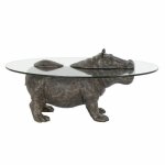 Table dappoint - ethnique - hippopotame - verre transparent - résine - 80 x 50 x 37 cm Table dappoint - ethnique - hippopotame - verre transparent - résine - 80 x 50 x 37 cm