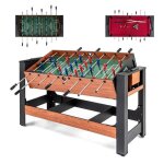 Table de baby - foot 2 - en - 1 table de billard costway - design pivotant - poign�es antid�rapantes ...