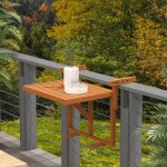 Table de balcon suspendue en bois pliable plateau rectangulaire hauteur r�glable dim. 68l x 65l x 405 ...