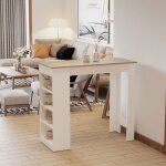 Table de bar pour 2 personnes table haute mange debout avec 4 �tag�res ouvertes 115x50x1027cm blanc et ...