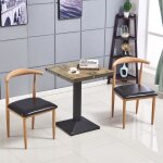 Table de bar bistrot avec repose - pieds - marque - table carre - 4 places - mtal - noir