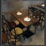 Table bar carrée chêne 60x60x75 cm - pieds en acier - 4 places Table bar carrée chêne 60x60x75 cm - pieds en acier - 4 places
