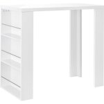 Table de bar - comptoir de bar + bar avec 3 compartiments - blanc poli fin - de mdf laqué Table de bar - comptoir de bar + bar avec 3 compartiments - blanc poli fin - de mdf laqué