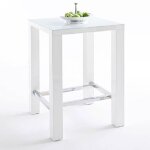 Table de bar design janis 80 x 80 cm finition laque blanche brillante
