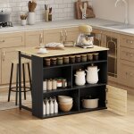 Table de bar extensible avec abattant table haute cuisine 1 placard et 4 compartiments ouverts 116x796x905cm ...