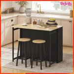 Table de bar extensible - akozon - 13629 - 4 �tag�res + placard - extensible 30?796 cm - noir / effet ...