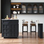 Table de bar extensible avec rangement �lot de cuisine avec 2 tiroirs et 4 compartiments chariot de cuisine ...