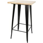 Table de bar haute industrielle en bois et métal - 60x60x110cm Table de bar haute industrielle en bois et métal - 60x60x110cm