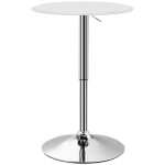 Table de bar - homcom - hauteur r�glable 67 - 93 cm - � 63 cm plateau pivotant 360� - m�tal chrom� pu ...