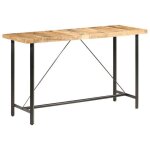 Table de bar industrielle - vidaxl - bois de manguier brut - 180x70x107 cm - marron et noir - finition ...