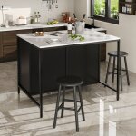 Table de bar avec pieds de table plateau imitation marbre 100x90cm rangements tiroirs / �tag�res - multifoncti ...