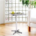 Table de bar pliable - - style contemporain - 60 x 60 cm - hauteur r�glable - aluminium et acier inoxydable ...