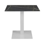 Table bar pub restaurant 80x80 cm pour extérieur piètement blanc plateau marbre noir hpl h 74 Table bar pub restaurant 80x80 cm pour extérieur piètement blanc plateau marbre noir hpl h 74