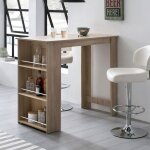 Table de bar avec rangements 120x60x1075 cm naturel